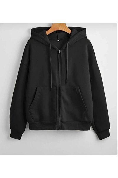 FATELLA Unisex Hooded Zipper Pocket Thin Combed Cotton Basic School Sweatshirt Cardigan