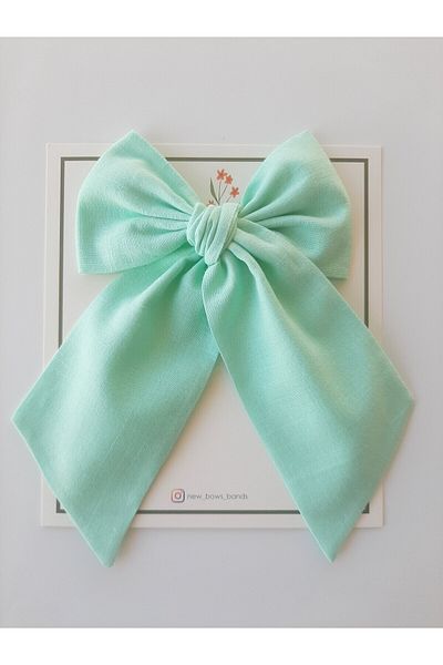 NEW BOWS BANDS دبوس شعر بمشبك طاحونة كبيرة للفتيات من الكتان بالنعناع