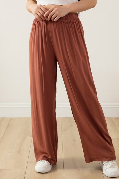 PULLIMM Elastic Waist Wide Leg Comfortable Fit Trousers 2081