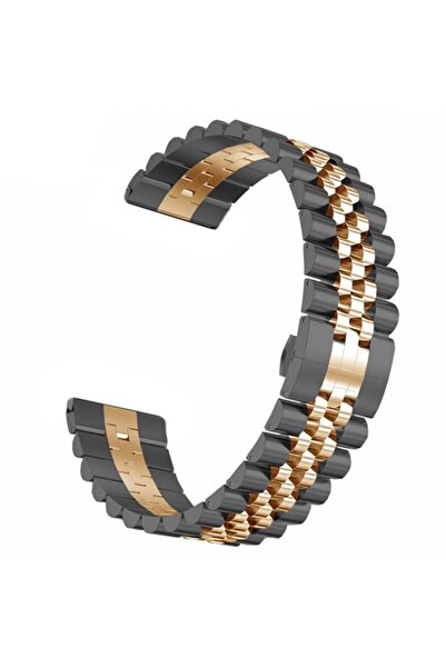 Ally 22MM Gear S3 Watch 4 -GT2 GT2E 46MM Kayış,Kordon Seramik Paslanmaz Çelik SİYAH ROSE GOLD