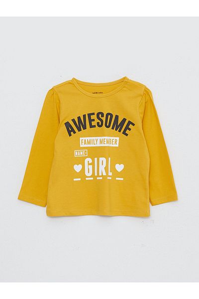 LC Waikiki Crew Neck Long Sleeve Printed Cotton Baby Girl Pajama Set