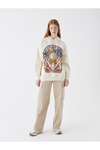 LC Waikiki Γυναικεία κουκούλα με μακρυμάνικη στάμπα oversize