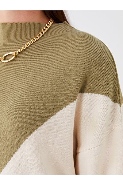 LC Waikiki Dámská úpletová tunika s dlouhým rukávem v barvě polovičního roláku