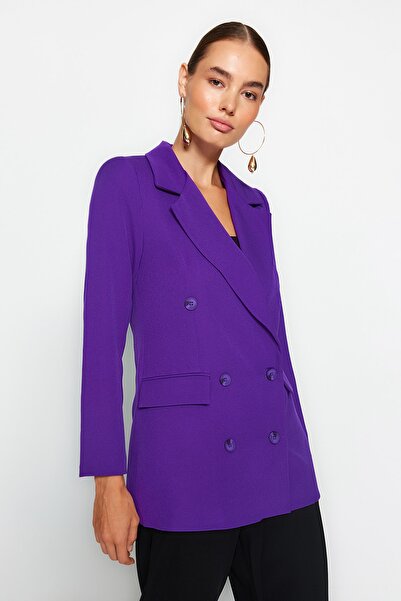 Trendyol Collection Fialová oversize lemovaná tkaná bunda TWOAW20CE0130