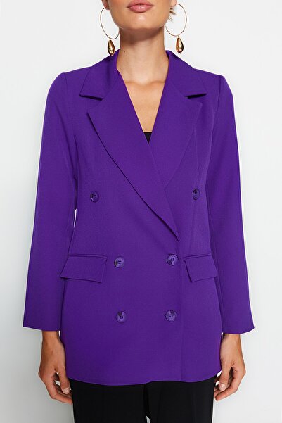 Trendyol Collection Fialová oversize lemovaná tkaná bunda TWOAW20CE0130