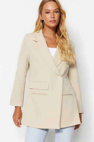 Trendyol Collection Stone Oversize bélelt szőtt blézer dzseki TWOAW24BC00070