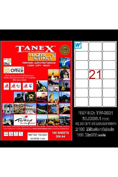 Tanex Laser Sticker 100 Yp 63X38 mm Laser Copy Inkjet Tw 2021 / Tanex
