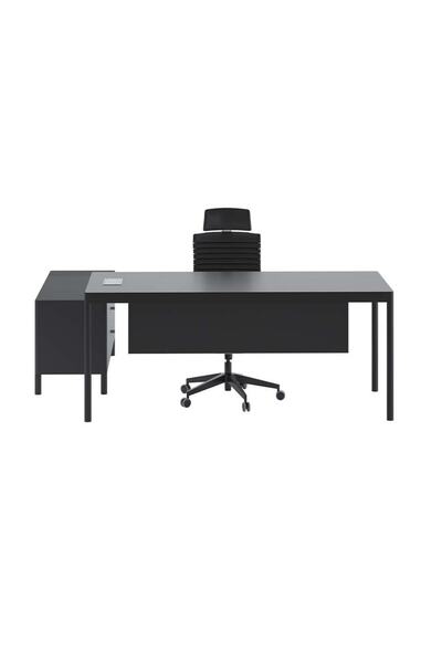 Çağın Ofis Mobilyaları LESS 120 CM TEKLİ ETAJERLİ SİYAH YÖNETİCİ ÇALIŞMA OFİS...