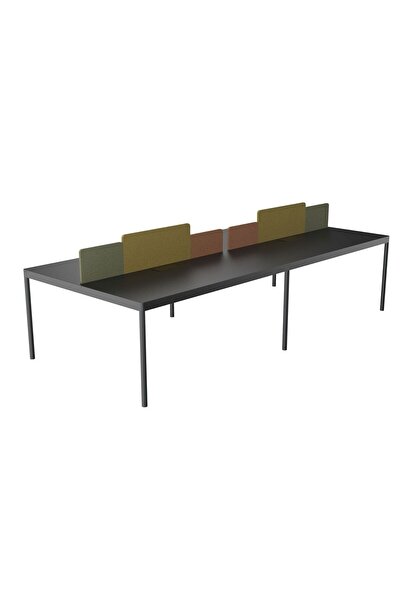 Çağın Ofis Mobilyaları LESS DÖRTLÜ 320 CM ÇALIŞMA OFİS MASA Workstation (Siyah)