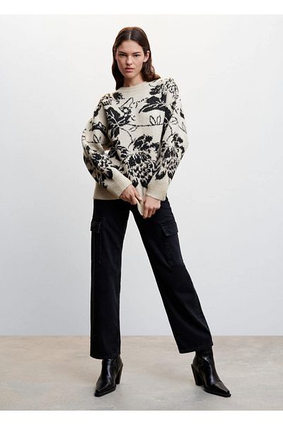MANGO Woman Pulover tricotat cu flori