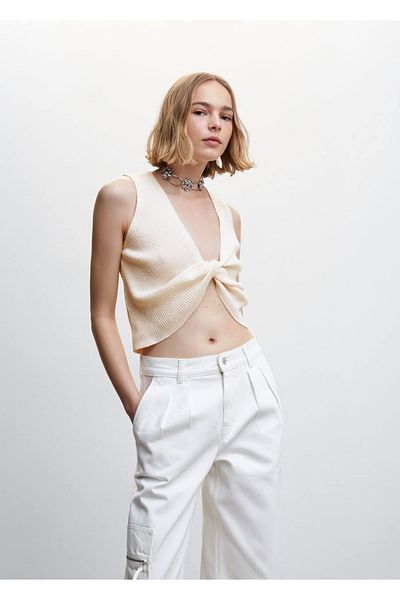 MANGO Woman Knot Detailed Knitwear Blouse