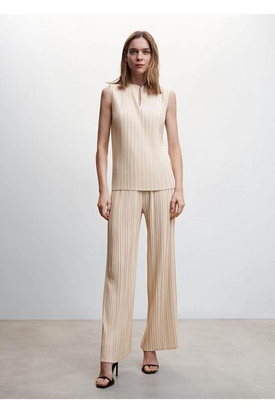 MANGO Woman Pleated Wideleg Trousers