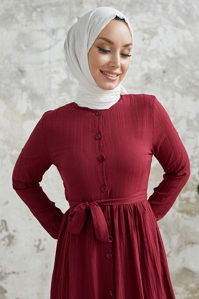 InStyle Lemina Gürtelkleid Burgunderfarben