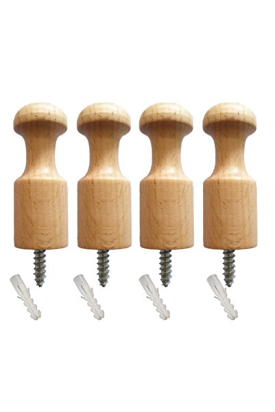 ihtiyacal Gürgen Ahşap Askılık Duvar Askılığı Elbise Askılığı 4 adet 7x2,5 cm