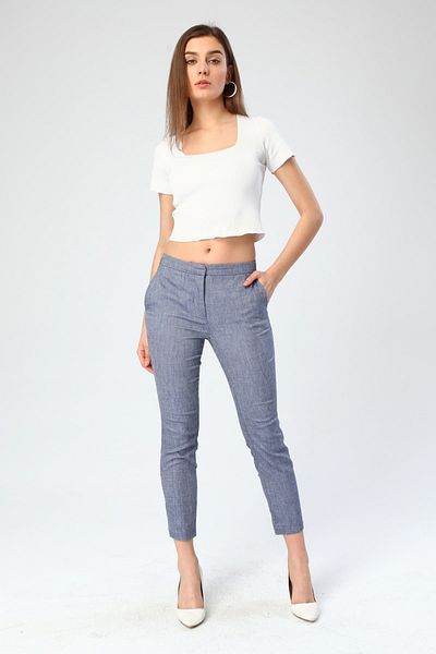 Berm Women's Indigo Elastic Waist Fabric Trousers