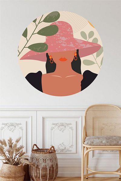 Grafikup Autocolant de perete The Woman With Hat Full Circle