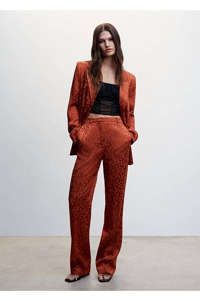 MANGO Woman Πουά σατέν παντελόνι