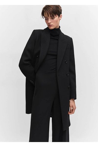 MANGO Woman Woolen Coat - Double Breasted Cut Design