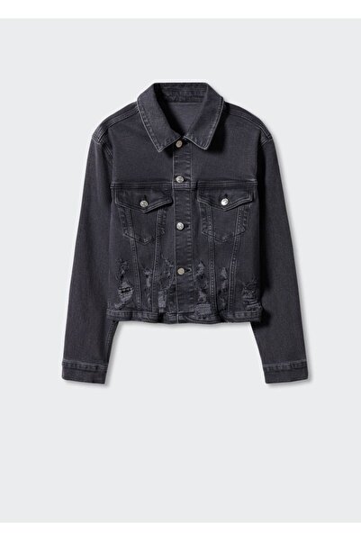 MANGO Woman Kenarları Dikişsiz Kot Ceket