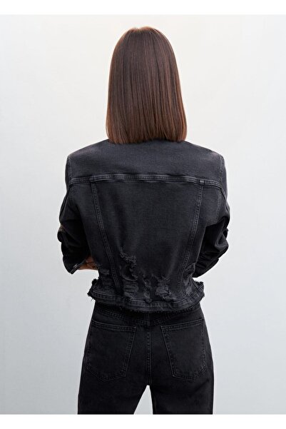 MANGO Woman Kenarları Dikişsiz Kot Ceket