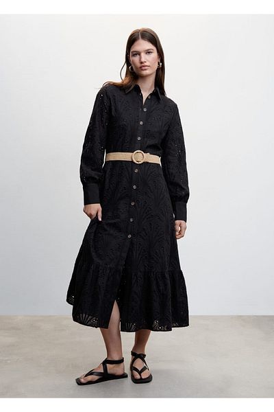 MANGO Woman Hole Detailed Shirt Dress