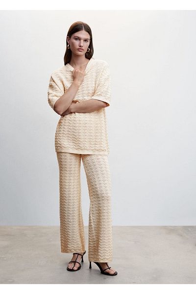 MANGO Woman Knitwear Palazzo Trousers