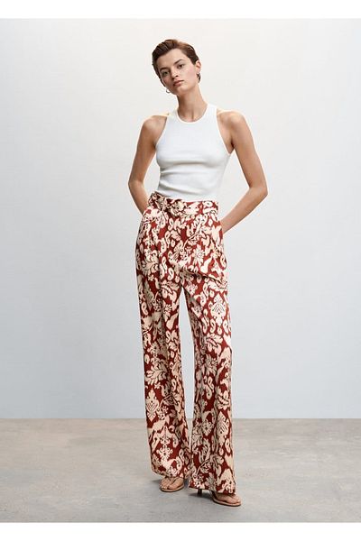 MANGO Woman Gemusterte Palazzo-Hose