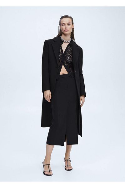 MANGO Woman Molded Coat with Flap