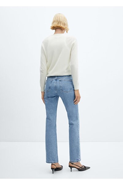 MANGO Woman Orta bel düz kesim jean