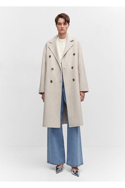 MANGO Woman Ručně vyrobený oversize vlněný kabát