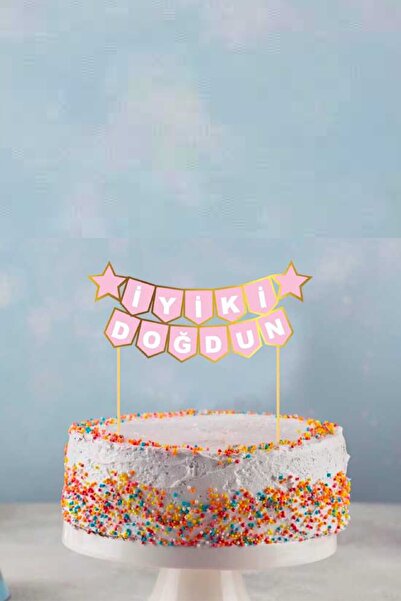 Yusuf Dirik YD Party Supplies مسواك على الكعكة عيد ميلاد سعيد الذهب الوردي