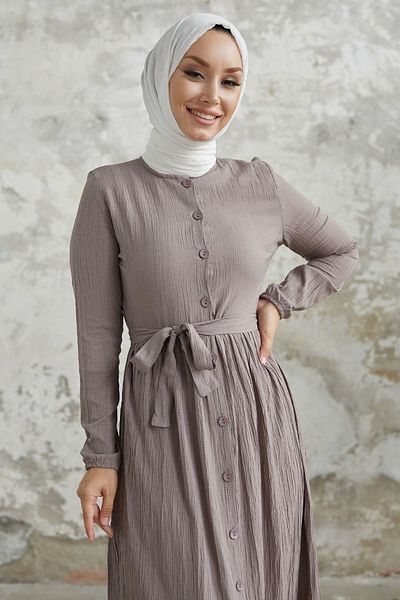 InStyle Šaty Lemina Belt - Mléčně hnědé