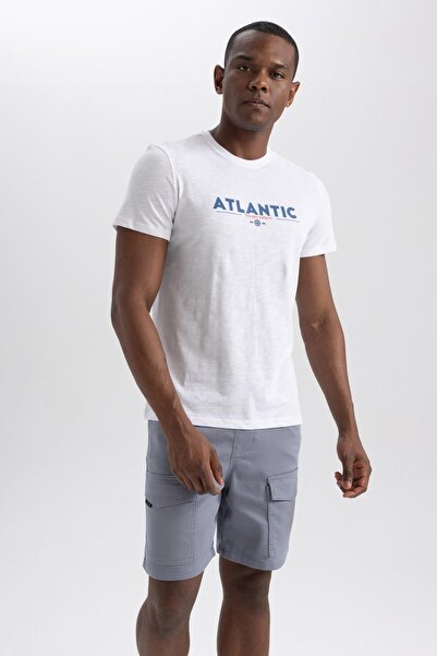 DeFacto Μπλουζάκι με κοντό μανίκι με στάμπα με λαιμόκοψη με λεπτή εφαρμογή A4011ax23hs