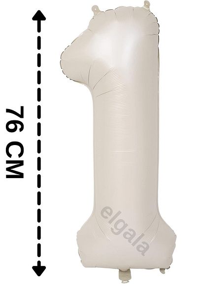 ELGALA Foil Balloon Number 1 Helium Balloon 76 cm Cream Color