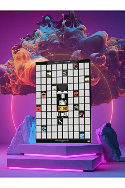 Check100 Özel Seri Kazıkazan 100 KİTAP Posteri, Kazınabilir Poster, En İyi 100 Kitap