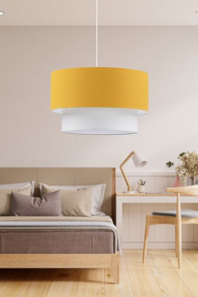 HOMİNG Artgift Cake - Pendant Lamp Yellow Fabric, Single, for Living Room and Children's Room