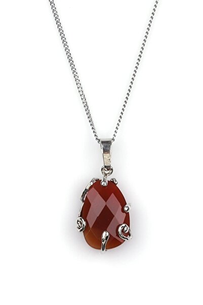 Alibaba Doğaltaş Agate Natural Stone Silver Colored Necklace