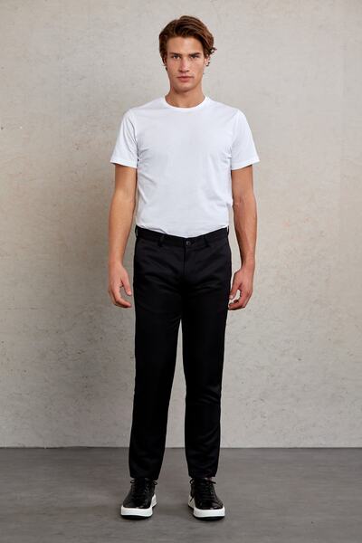 Hatemoğlu Черни платнени панталони Slim Fit с шарени странични джобове