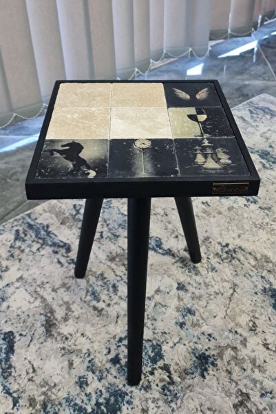 bluecape ŞAH MAT-L 32X32CM TRAVERTEN TAŞ SEHPA