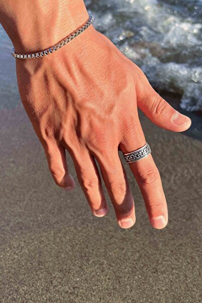 TREND COLLECTİON Antik Roma Zincir Desen Gümüş Kaplama Ayarlanabilir Erkek Yü...