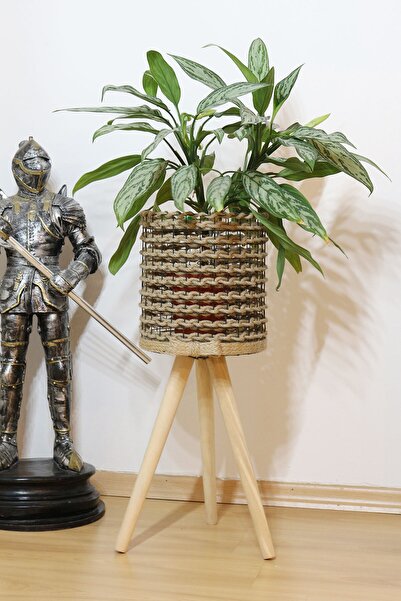 Monchi Jüt Örgü Tel Saksılık, Jüt Örgü Tel Sepet, Hasır Saksılık,Hasır Tel Örgü Saksılık Çiçeklik 46cm Ayak