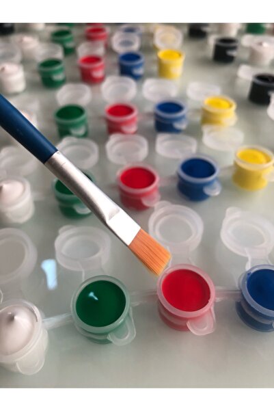 Genel Markalar Akrilik Boya 6 Farklı Ana Renk (3'er ml Haznede) + Özel Akrilik Boya Fırçası (Tüylenmez)