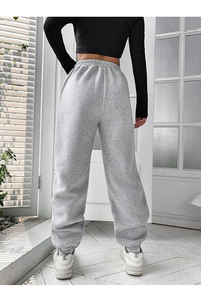 MODARİCH Καλιφόρνια Jogger Sweatpants - Γκρι εμπριμέ ελαστικό πόδι με ανασηκωμένη ψηλή μέση