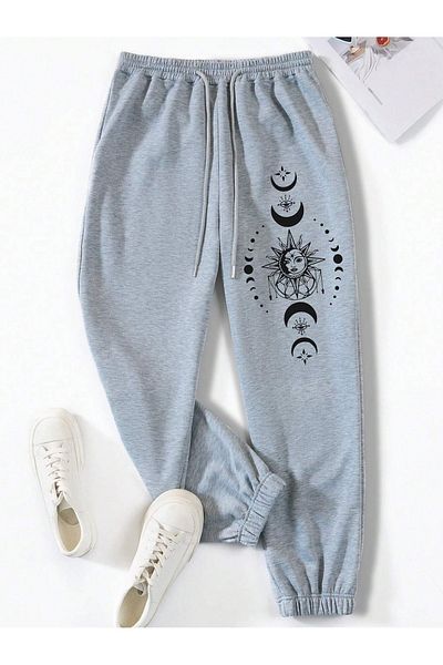 MODARİCH Spritual Moon Jogger Sweatpants - Γκρι εμπριμέ λαστιχένιο πόδι με ψηλόμεσο