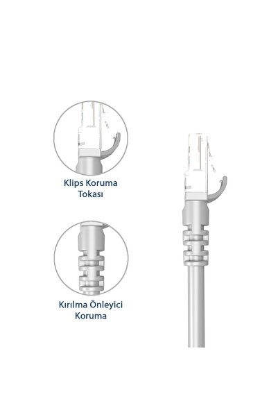 DERKAB 30 Metre Cat6 Network-Ağ-Ethernet Kablosu Gri