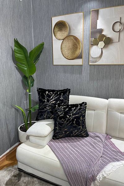Paris Life غطاء وسادة على شكل أرنب أرنب من القطيفة المذهبة مربع - أسود (ذهبي مذهب)