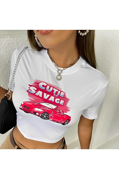 Jose Clothing ΓΥΝΑΙΚΕΙΑ ΛΕΥΚΗ ΕΚΠΤΩΜΕΝΗ ΣΩΜΑ ΚΟΝΤΟΜΑΝΙΚΗ CROP ΜΠΛΟΥΖΑ