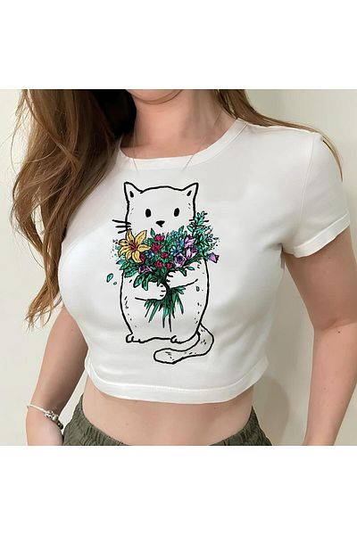 Jose Clothing ΓΥΝΑΙΚΕΙΟ ΚΟΝΤΟΜΑΝΙΚΙ ΛΕΥΚΟ ΤΥΠΩΜΕΝΟ CROP TOP BLUZ