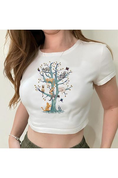 Jose Clothing ΓΥΝΑΙΚΕΙΟ ΚΟΝΤΟΜΑΝΙΚΙ ΛΕΥΚΟ ΤΥΠΩΜΕΝΟ CROP TOP BLUZ