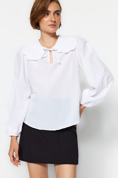 Trendyol Collection Μακρυμάνικη Ecru Baby Collar Μπλούζα - TWOAW22BZ0563